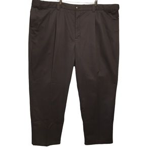 Oakhill adjustable waist brown pants slacks pleated trousers ZIP LEGS 56X32